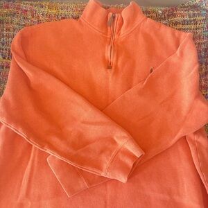Polo RALPH LAUREN orange 1/4 zip men's sweater 100% cotton XXL